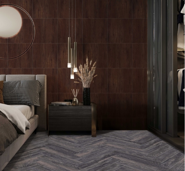 Виниловый ламинат SPC "Cronafloor" Herringbone Дуб Бордо (640*128*4,5 мм) — купить в Нальчике