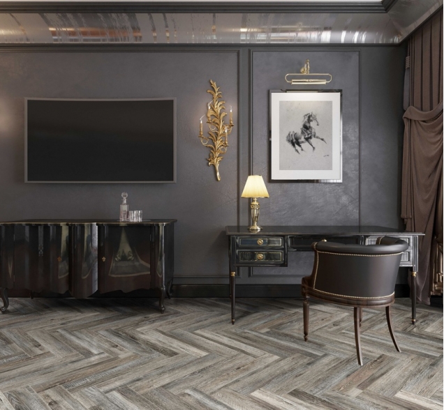 Виниловый ламинат SPC "Cronafloor" Herringbone Дуб Реймс (640*128*4,5 мм) — купить в Нальчике