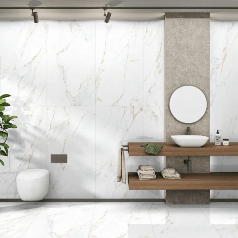 Керамогранит "Sonex" Calacutta cRema Glossy полированный 60x120 см 1.44 м2 цвет белый с бежевыми прожилками — купить в Нальчике